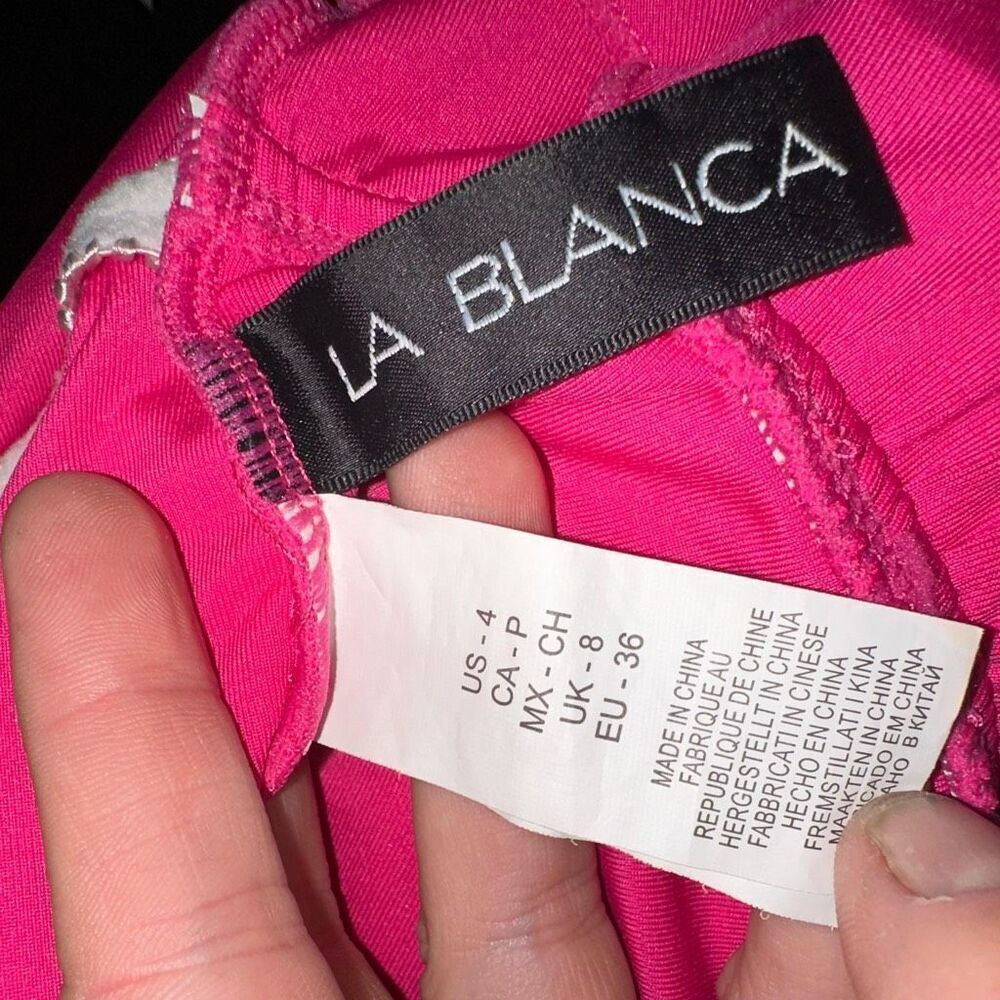 La Blanca Hot Pink Scalloped Modest Barbiecore Tankini Swim Top View 3